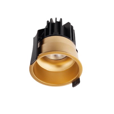 XCLUB Stropní, podhledové, bodové komínkové svítidlo, materiál hliník, povrch zlatá, krycí sklo čiré, LED 11W, teplá 3000K, 500mA, vyzař. úhel 50°, IP20, Ra90, tř.3, d=82mm, h=75mm, trafo samostatně
