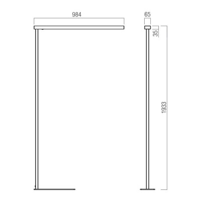 XDELTA Stojací kancelářská lampa, těleso hliník, povrch bílá, dif plast opál, LED 48W, 4142lm, neutrální 4000K, vyzař úhel 100°/nahoru, 80°/dolů, UGR<19,  230V, IP40, 65x1933x984mm, svítí nahoru/dolů