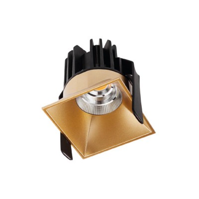 XDOMINO Stropní, podhledové, bodové komínkové svítidlo, materiál hliník, povrch zlatá, krycí sklo čiré, LED 15W, neutrální 4000K, 700mA, vyzař. úhel 50°, IP20, Ra80, tř.3, 74x74x82mm, trafo samostatně