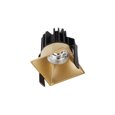 XDOMINO Stropní, podhledové, bodové, komínkové svítidlo, materiál hliník, povrch zlatá, krycí sklo čiré, LED 9W, teplá 3000K, 500mA, vyzař. úhel 36°, IP20, Ra90, tř.3, 56x56x68mm, trafo samostatně