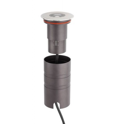 XGROUND Zemní svítidlo, těleso hliník, rámeček nerez, sklo čiré, LED 18W, teplá 3000K/676lm, neutrální 4000K/720lm, nastav. ZOOM vyzař. úhel 15°-50°, UGR<10, 230V, IP67, d=70mm, h=125mm, vč. mont. boxu