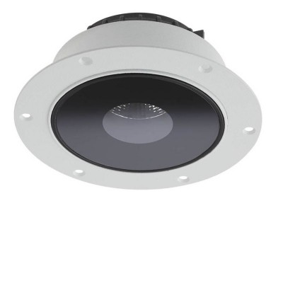 XGLOW RECESSED TRIMLESS Podhledové bodové bezrámečkové svítidlo, materiál hliník, povrch bílá nebo černá, difuzor sklo opál/černé s čirým kulatým středním prvkem, LED 13W, 1190lm, teplá 3000K, 230V, IP20, Ra90, tř.2, rozměry d=105mm, h=45mm.