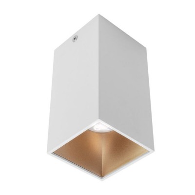 XNITRO 1x35W, GU10 Stropní, přisazené, bodové svítidlo, těleso hliník, povrch vnější bílá, vnitřní zlatá, pro žárovku 1x35W, GU10, 230V, IP20, tř.1, rozměry 75x75x135mm