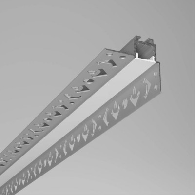 PRF Zápustný rohový profil pro instalaci LED pásků do sádrokartonu, materiál hliník, difuzor plast opál, povrch šedá, max šířka LED pásku 7mm, rozměry 36,5x38,4mm, délka l=3000mm, vč. 2 koncovek.