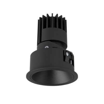 XRYO Podhledové bodové komínkové svítidlo, výklopné 30°, materiál hliník, povrch vnitřní černá, rámeček černá/bílá, LED 10W, 1350lm, teplá 3000K, Ra90, vyzař úhel 36°, 230V, IP40, tř.2, rozměry d=74mm, h=97mm.