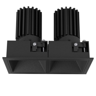 XRYO Podhledové bodové, komínkové svítidlo, výklopné 30°, materiál hliník, povrch vnitřní černá, rámeček černá/bílá, LED 2x10W, 2x1350lm, teplá 3000K, Ra90, vyzař úhel 36°, 230V, IP40, tř.2, rozměry 138x73x97mm.