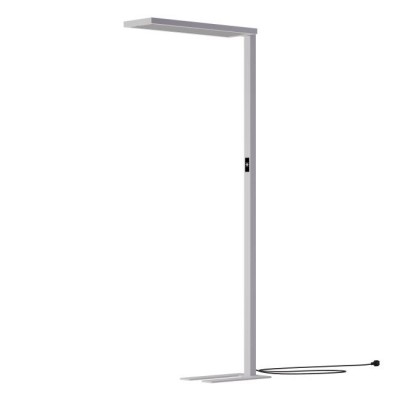 XSPECTER Stojací kancelářská lampa, těleso hliník, bílá, dif plast opál, LED 80W, 12133lm, neutr 4000K, dotyk. stmív, vyzař úhel 115°/nahoru, 80°/dolů, UGR<16, 230V, IP40, 270x1960x835mm, svítí nahoru/dolů