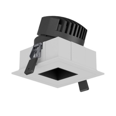 XCAB Podhledové bodové svítidlo, výklopné 30°, materiál hliník, povrch vnitřní černá, rámeček bílá, LED 10W, 1300lm, teplá 3000K, Ra90, vyzař úhel 36°, 230V, IP40, tř.2, rozměry 84x84x75mm.
