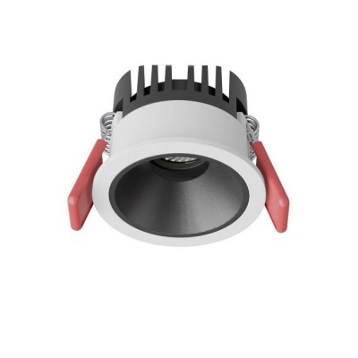 XZEN Podhledové bodové svítidlo, výklopné 30°, materiál hliník, povrch vnitřní černá, rámeček bílá, LED 6W, 780lm, teplá 3000K, Ra90, vyzař úhel 36°, 230V, IP40, tř.2, rozměry d=62mm, h=46mm.