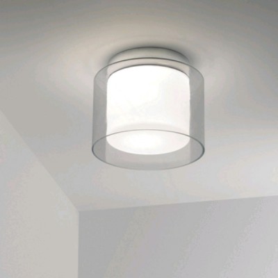 AREZZO Stropní stropní svítidlo, základna kov, povrch chrom lesk, difuzor sklo opál, kryt sklo transparentní, pro žárovku 60W, E27, 230V, do koupelny IP44, tř.2, rozměry d=230mm, h=191mm
