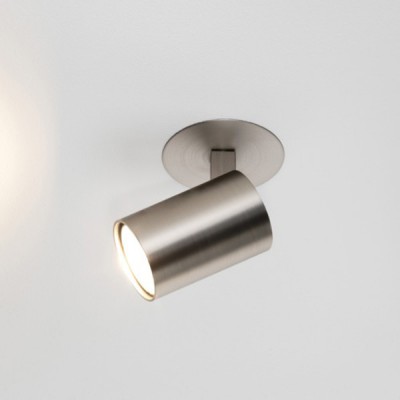ASCOLI Stropní, podhledové bodové svítidlo, nastavitelný směr svícení, materiál kov, povrch nikl, pro žárovku 1x50W, GU10 ES50, 230V, IP20, tř.1, rozměry 90x130mm;