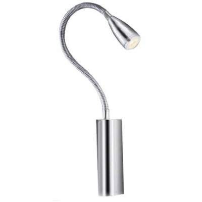 VERONICA Nástěnné svítidlo, flexibilní rameno, husí krk, těleso kov a hliník, povrch chrom, LED 3W, 150lm, teplá 3000K, 230V, zvýš. krytí IP44, rozměry základny 50x30mm.