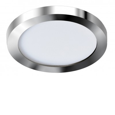 SLIM Vestavné stropní svítidlo, materiál kov a hliník, povrch chrom, difuzor plast opál, LED 12W, 1000lm, neutrální 4000K, IP44, Ra90, rozměry d=145mm, h=20mm.