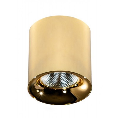 MANE 10W Stropní přisazené bodové svítidlo, materiál hliník, povrch zlatá, LED 10W, 800lm, neutrální 4000K, 230V, IP20, rozměry d=80mm, h=82mm.