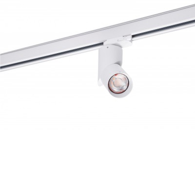 SANTOS Bodové svítidlo do lišty, nastav směr svícení +-90°, otočný 360°, materiál kov, povrch bílá, pro žárovku 1x50W, GU10, IP20, tř.1, rozměry d=55mm, h=200mm.