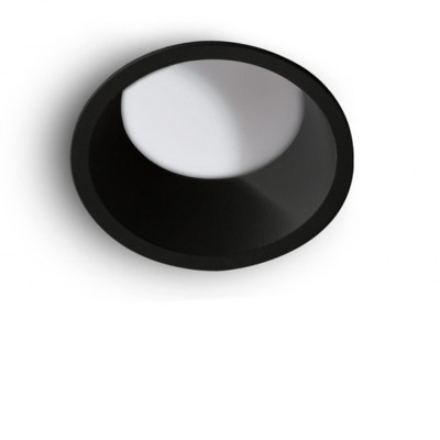 AIDA Stropní podhledové svítidlo, kruhové, těleso kov, povrch černá, difuzor plast opál, LED 10W, 700lm, teplá 3000K, 230V, IP20, rozměry d=100mm, h=75mm.