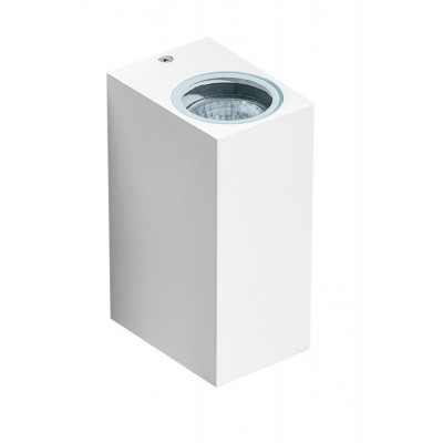 RIMINI Nástěnné venkovní bodové svítidlo, těleso kov, povrch bílá, kryt sklo čiré, pro žárovku 1x35W, GU10, 230V, IP54, rozměry 70x150x90mm, svítí nahoru/dolů.