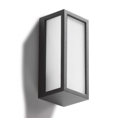 VENETO Nástěnné venkovní svítidlo, těleso kov, povrch tmavě šedá, difuzor plast opál, pro žárovku 1x40W, E27, 230V, IP54, rozměry 110x250x102mm.