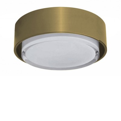 KASTORIA Vestavné stropní svítidlo, kruhové, těleso kov, povrch zlatá, difuzor plast opál, LED 7W, 550lm, teplá 3000K, 230V, IP44, rozměry d=100mm, h=55mm.