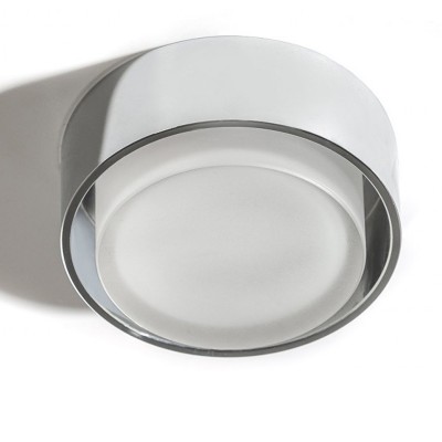 KASTORIA Vestavné stropní svítidlo, kruhové, těleso kov, povrch chrom, difuzor plast opál, LED 7W, 550lm, teplá 3000K, 230V, IP44, rozměry d=100mm, h=55mm.