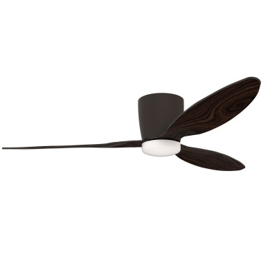 VENETI Stropní ventilátor s osvětlením, základna kov, povrch černá, difuzor plast opál, lopatky dřevo tmavé, LED 18W, dálk. ovl. CCT teplá 3000K-5500K, 230V, IP20, tř.1, d=1060mm, h=220mm.