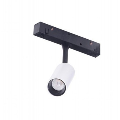 NIKKI-ALFA Bodové svítidlo do magnetického systému, nastavitelný směr svícení, materiál kov, povrch bílá, LED 3W, 350lm, teplá 3000K, vyzař. úhel 40°, 48V, IP20, rozměry d=30mm, h=130mm.