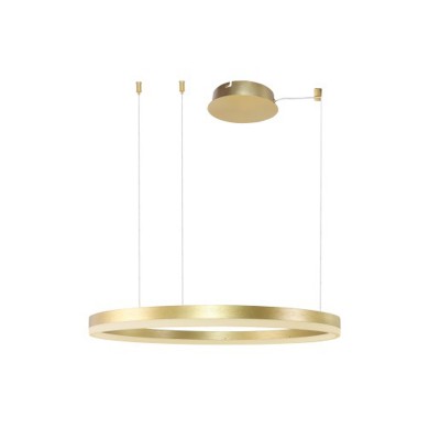 HALO Závěsné svítidlo, těleso hliník, povrch zlatá, dif plast opál, LED 55W, 3490lm, 230V, IP20, rozměry d=800mm, h=40mm, vč. závěs lanka l=3000mm, lze zkrátit.