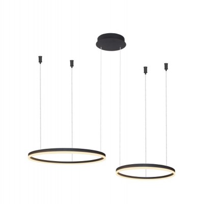 HALO Závěsné svítidlo, těleso hliník, povrch černá/zlatá/bílá, dif plast opál, LED 60W, 6060lm, dálk.ovl. CCT nast. teplota teplá 3000K- denní 6000K, stmív., 230V, IP20, rozměry d=800+600mm, vč. závěs lanka l=3000mm, lze zkrátit.