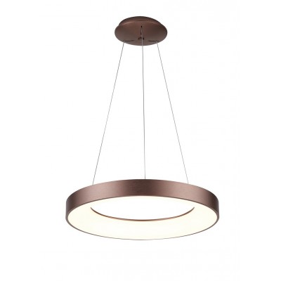 SANTANA Závěsné svítidlo, hliník. povrch kávová, dif plast opál, LED 80W, dálk. ovl. CCT nast. teplota teplá 3000K- denní 6000K, stmív, 230V, IP20, d=800mm, h=62mm, vč. závěs lanka l=1500mm, lze zkr.