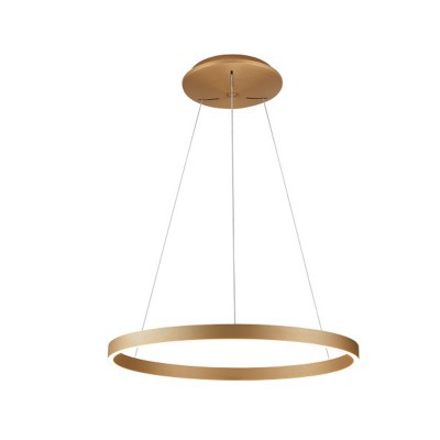ANDREA Závěsné svítidlo, těleso hliník, povrch br. zlatá, dif plast opál, LED 30W+70W, 5500lm, teplá 3000K , stmív. TRIAC, 230V, IP20, rozměry d=1200mm, vč závěs lanka l=1500mm, lze zkr, svítí nahoru/dolů.