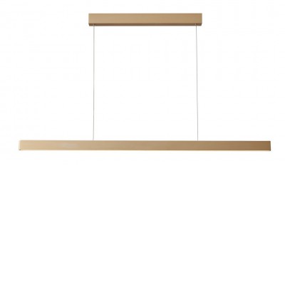 OLIVIER Závěsné svítidlo, těleso hliník, povrch brouš. zlatá, dif plast opál, LED 10W+40W, 2700lm, teplá 3000K, stmív. TRIAC, rozměry 1180x50mm, vč závěs lanka l=1500mm, lze zkr, svítí nahoru/dolů.