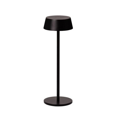 GILBERTO TABLE Stolní venkovní lampa, těleso hliník, povrch bílá, černá, měděná, difuzor plast opál, LED 2W, 130lm, teplá 3000K, 230V/5V na baterie nabíjení USB, IP54, rozměry d=110mm, h=385mm.