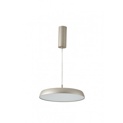 CLARA Závěsné svítidlo, základna hliník, povrch béžová, difuzor sklo opál, LED 12W, 960lm, teplá 3000K, 230V, IP20, rozměry d=150mm, vč. závěs kabelu l=2000mm, lze zkrátit
