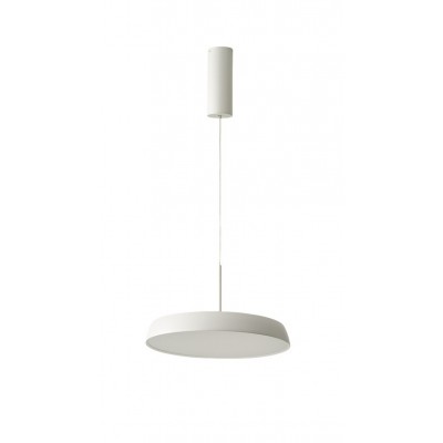 CLARA Závěsné svítidlo, základna hliník, povrch bílá, difuzor sklo opál, LED 12W, 960lm, teplá 3000K, 230V, IP20, rozměry d=150mm, vč. závěs kabelu l=2000mm, lze zkrátit