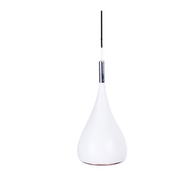 SPELL Závěsné svítidlo, telěso a stínítko kov, povrch bílá, detaily chrom, pro žárovku 1x60W E27, 230V, IP20, stínítko d=160mm, h=270mm, vč závěsného kabelu h=1500mm, lze zkrátit