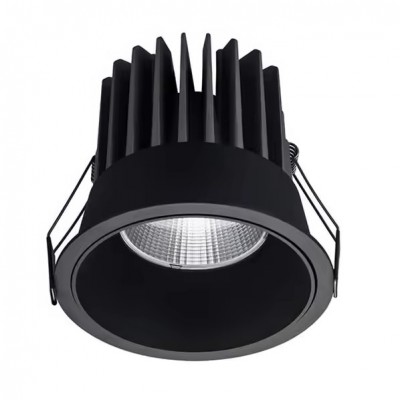 SP-XN LED 7W Podhledové bodové svítidlo, těleso hliník, rámeček černá, komínek černá, LED 7W, 700lm, neutrální 4000K, Ra80, stmív TRIAC, IP20, d=75mm, h=64mm