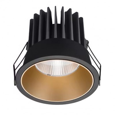 SP-XN LED 15W Podhledové bodové svítidlo, těleso hliník, rámeček černá, komínek zlatá mat, LED 15W, 1500lm, neutrální 4000K, Ra80, 230V, IP20, d=85mm, h=75mm