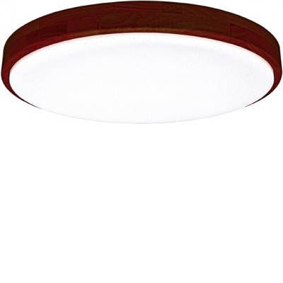 BISHO 60W CCT Stropní svítidlo, rámeček dřevo tmavé, dif plast opál se třpyt. efektem, LED 60W, 4000lm, dálkovým ovladačem stmívatelné. CCT nast teplota teplá 3000K-denní 6500K, Ra80, 230V, IP20, d=520mm, h=50mm