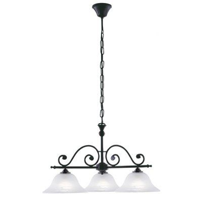 MURCIA VÝPRODEJ Závěsné svítidlo lustr, základna kov, povrch černá, stínítko sklo bílé, imitace alabastr, pro žárovku 3x60W, E27, A60, 230V, IP20, d=6300mm, závěs řetěz l=1100mm, lze zkrátit