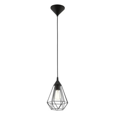 TARBES VÝPRODEJ Závěsné svítidlo, základna plast, barva černá, drátěná kostra, barva černá, pro žárovku 1x60W, E27, A60, 230V, IP20, zař.tř.2, d=175mm, závěsný kabel h=1100mm, lze zkrátit