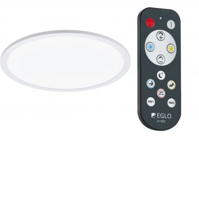 SARSINA-A VÝPRODEJ Stropní svítidlo, těleso hliník, bílá, difuzor plast, LED 1x19,5W, 2750lm, dálk ovlad (součástí) stmívatelné, nastav teplota CCT teplá 2700K - denní 6000K, 230V, IP20, tř.2, rozměry d=450m