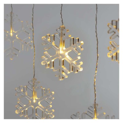 VG hvězda/vločka svítí stále, IP44, 0,84m Vánoční girlanda/závěs, vločka, venkovní/vnitřní, 8 LED, teplá svítí stále, svítící část š=84cm, l=45cm, přívodní kabel černá l=5m, vč. Adaptéru 230V, IP44