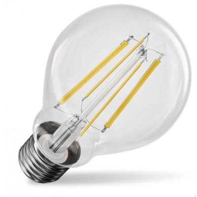 LED žárovka čirá E27 8,5W stmívatelná Světelný zdroj, žárovka hrušková, sklo čiré, LED 8,5W, 1055lm, E27, A60, teplá 2700K, stmívatelná, 230V, d=60mm, l=106mm