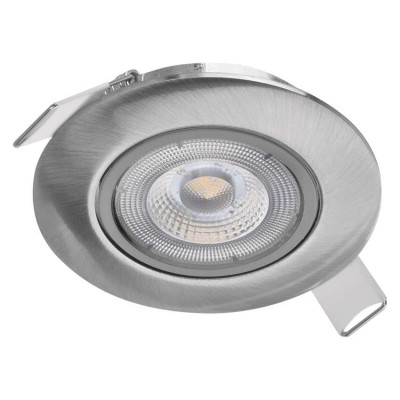 TIN LED 5W, IP20 Vestavné, stropní svítidlo, výklopné +-20°, těleso hliník a plast, povrch broušený nikl, LED 5W, 450lm, teplá 3000K, 230V, IP20, rozměry d=80mm