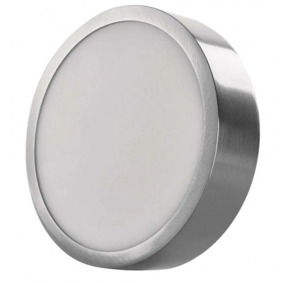 PLAM R 21W CCT Stropní přisazené svítidlo, povrch broušený nikl, difuzor plast opál, LED 21W, 1900lm, přepín. CCT teplota teplá 3000K-neutrální 4000K, 230V, IP40, rozměry d=225mm, h=42mm.