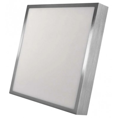 PLAM SQ 28,5W CCT Stropní přisazené svítidlo, povrch broušený nikl, difuzor plast opál, LED 28,5W, 2700lm, přepín. CCT teplota teplá 3000K-neutrální 4000K, 230V, IP40, rozměry 300x300x42mm.