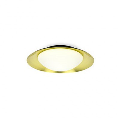 PLOSK LED 1x20W Stropní svítidlo, základna kov barva černá, difuzor sklo opál, vnitřní barva zlatá, LED 1x20W,3000K, 1600lm, 230V, IP20, rozměry d=450mm, l=120