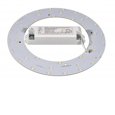 ESERA LED modul nouzový, základna plast, bílá, LED 20W, neutrální 4000K, 1400lm, Ra83, s nouzovým modulem záloha 2h, 5W, 250lm, 230V, IP20, rozměry d=240mm.