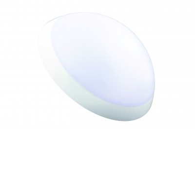 ROMANA Stropní venkovní svítidlo, senzor pohybu HF dle typu, SA - pro běžné i nouzové svícení 2h, těleso plast bílá, dif plast opál, LED 20W, 1300lm, teplá 2700K/neutrání 4000K, 230V, IP64, rozměry d=338mm, h=112mm.