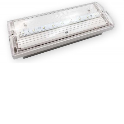 FIWA Přisazené, nouzové svítidlo, SA- pro běžné i nouzové svícení, záloha 3h, těleso plast bílá, difuzor plast opál, LED 1W, 100lm, 230V, IP65, tř.2, rozměry 260x100x61mm, vč. piktogramu.